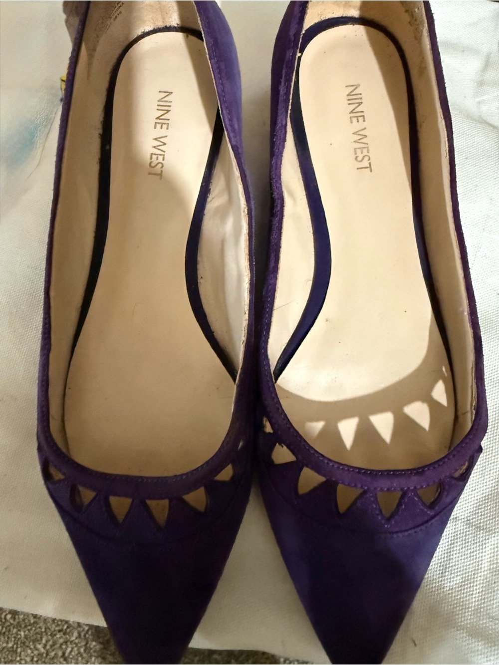 Nine West Purple Pointed Toe Cutout Flats